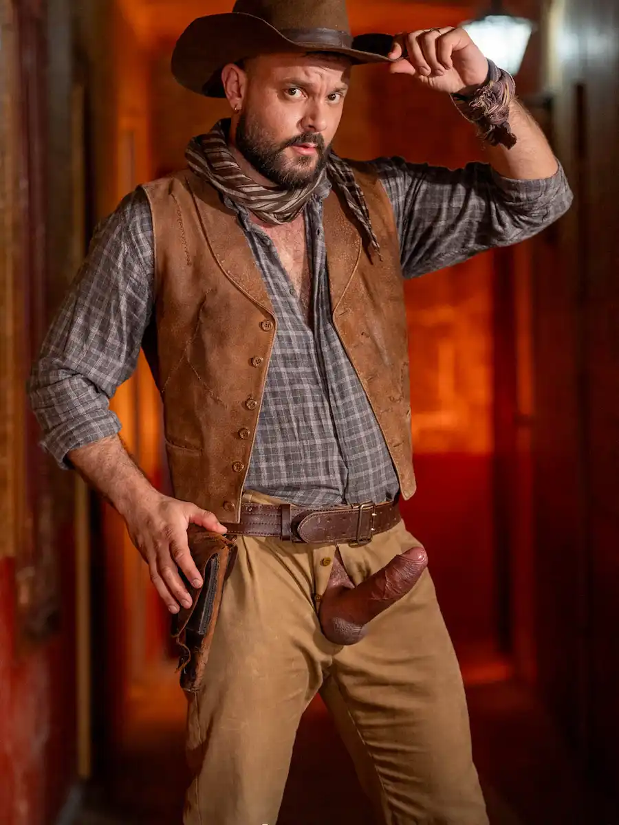 Hairy gay men Sir Peter furry chest sweat closeup